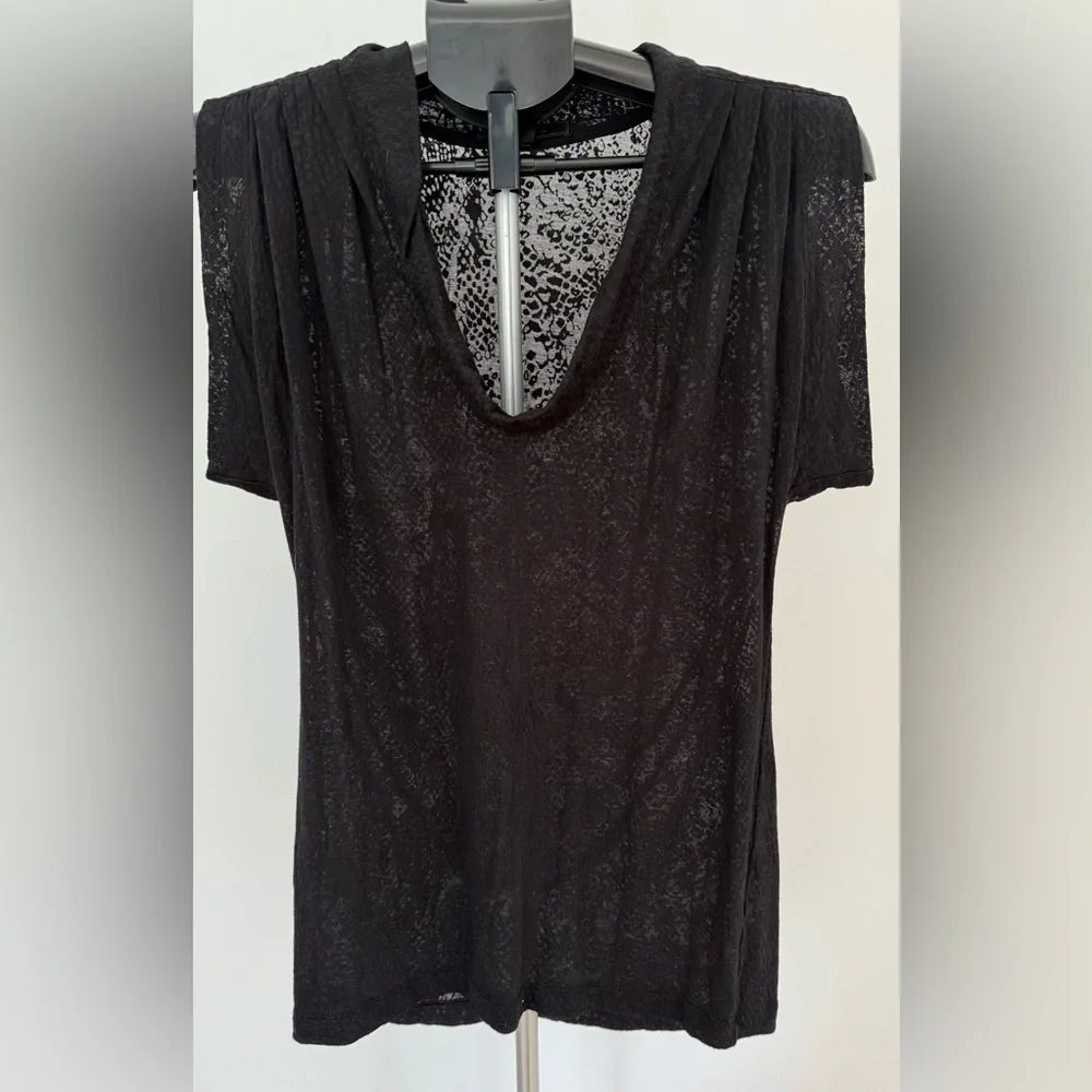 BCBGMAXAZRIA Black Animal Burnout Cowl Neck Tank | Size Small | Chic & Sleek - Picture 1 of 3